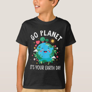 Go planet earth day 2026 teacher kids retro earth T-Shirt