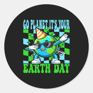 Go planet earth day cute dabbing earth nature kids classic round sticker
