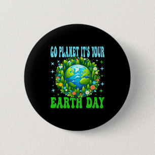 Go planet earth day cute earth nature lovers long 6 cm round badge
