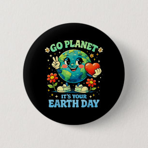 Go Planet Earth Day Planet Teacher Kids Boys Girls 6 Cm Round Badge