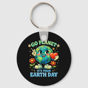 Go Planet Earth Day Planet Teacher Kids Boys Girls Key Ring