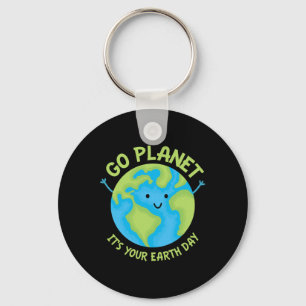 Go Planet Its Your Birthday Cute Earth Day Face Me Key Ring