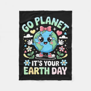 Go Planet Its Your Earth Day 2026 Teacher Men Wome Fleece Blanket