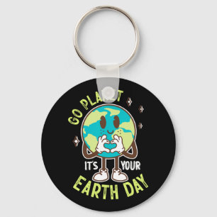 Go Planet Its Your Earth Day Cute Kawaii Earth Boy Key Ring