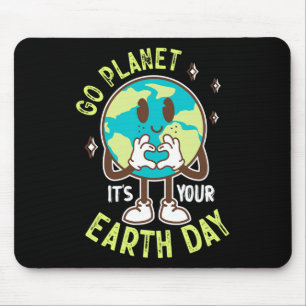 Go Planet Its Your Earth Day Cute Kawaii Earth Boy Mouse Mat