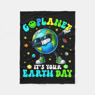 Go planet its your earth day dabbing planet men bo fleece blanket