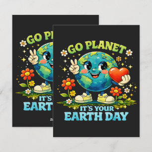 Go Planet It's Your Earth Day green Holiday Card