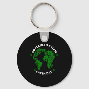 Go Planet Its Your Earth Day Green Vintage Earth T Key Ring