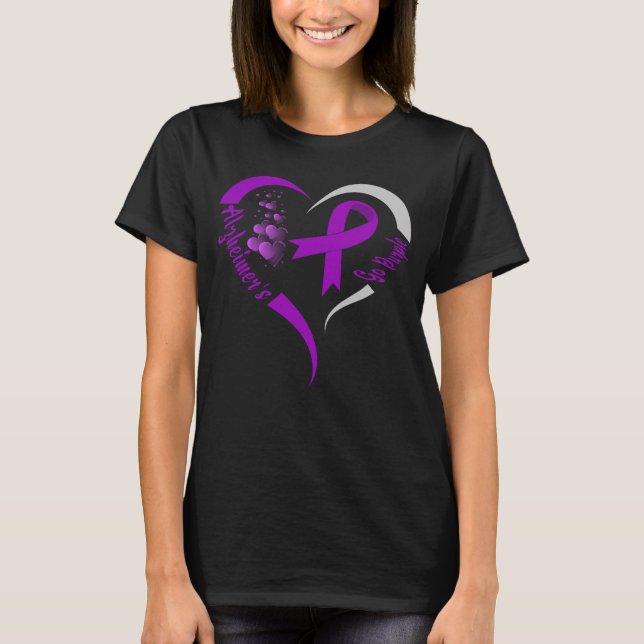 go purple Alzheimers awareness heart T-Shirt (Front)