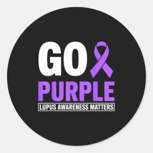 Go purple lupus awareness month ribbon sle support classic round sticker