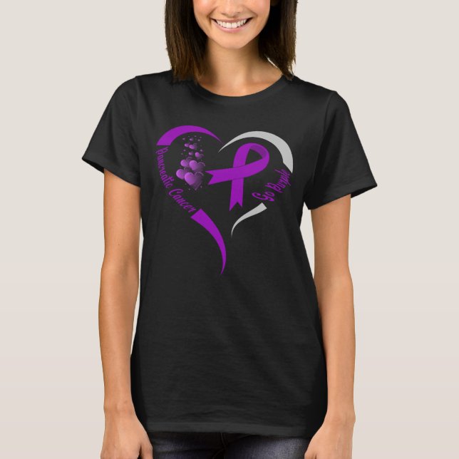 go purple pancreatic cancer awareness heart T-Shirt (Front)