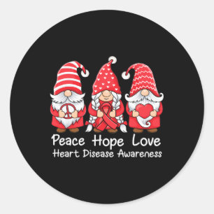Go Red Cute Gnomes Wear Red For Heart Disease Awar Classic Round Sticker