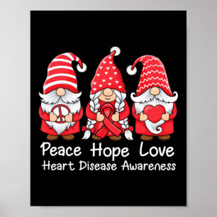 Go Red Cute Gnomes Wear Red For Heart Disease Awar Poster