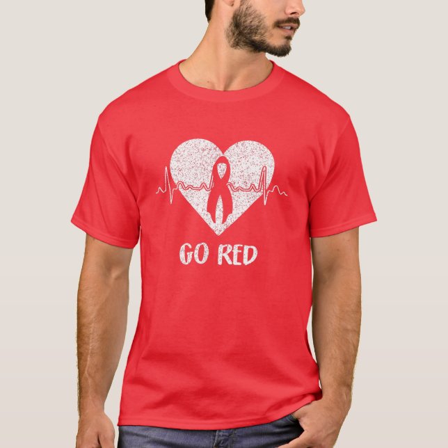 Go Red Day Heart Ribbon Heart Disease Month Gift T-Shirt (Front)