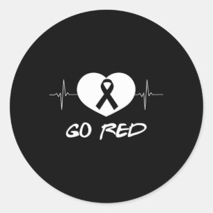 Go Red Day Heart Ribbon Shirt Gift Heart Disease M Classic Round Sticker