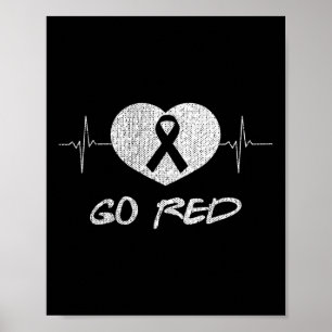 Go Red Day Heart Ribbon Shirt Heart Disease Month Poster