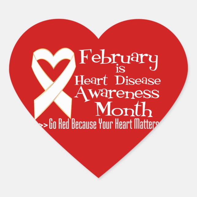 Go Red For Heart Disease Awareness Month Heart Sticker (Front)