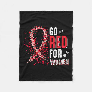 Go Red For Women Ribbon Heart Disease Awareness Mo Fleece Blanket