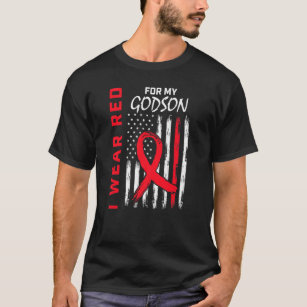 Go Red Godson Heart Disease Awareness Flag Godpare T-Shirt