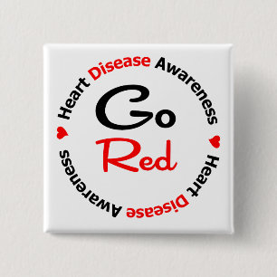 GO RED Heart Disease 15 Cm Square Badge