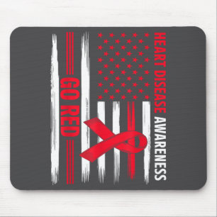 Go Red Heart Disease American Flag Heart Disease A Mouse Mat