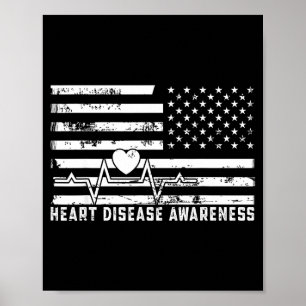 Go Red - Heart Disease American Flag Heart Disease Poster