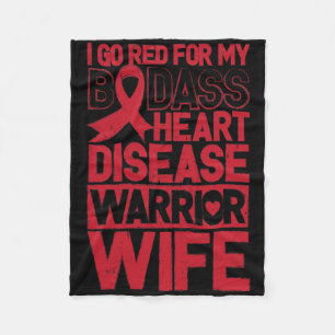 Go Red Heart Disease Awareness Bad Warrior Wife Fleece Blanket