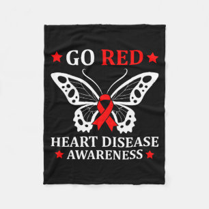 Go Red Heart Disease Awareness Butterfly February Fleece Blanket