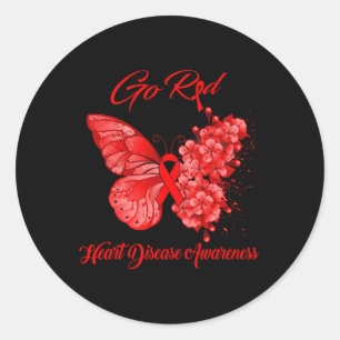 Go Red Heart Disease Awareness Classic Round Sticker