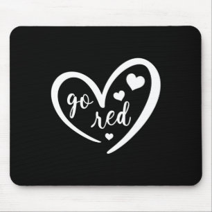 Go Red Heart Disease Awareness Gifts For Women Men Mouse Mat