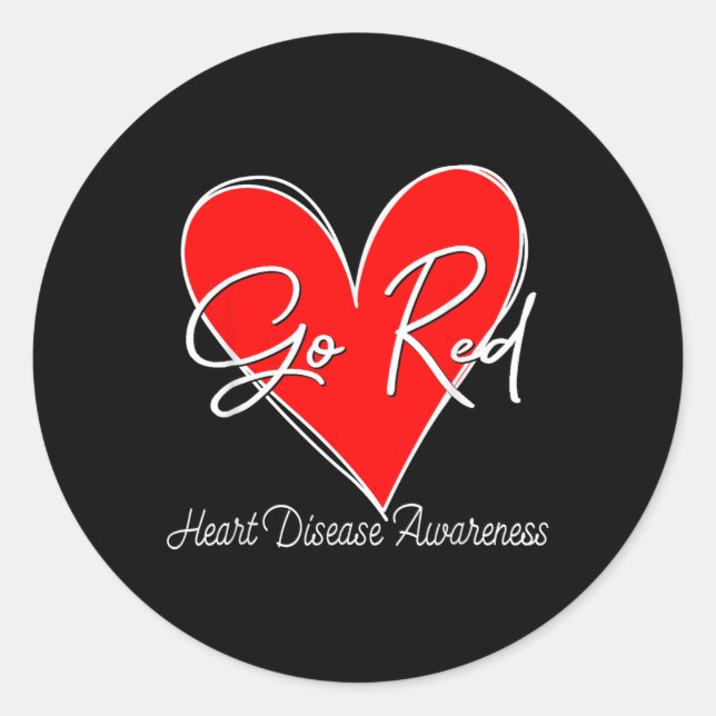 Go Red Heart Disease Awareness Month Chd Womens  Classic Round Sticker (Front)