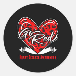 Go Red Heart Disease Awareness Month Leopard Patte Classic Round Sticker