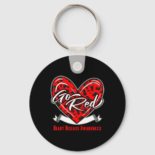 Go Red Heart Disease Awareness Month Leopard Patte Key Ring