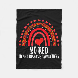 Go Red Heart Disease Awareness Month Leopard Rainb Fleece Blanket