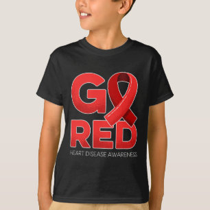 Go Red Heart Disease Awareness Red Ribbon Survivor T-Shirt