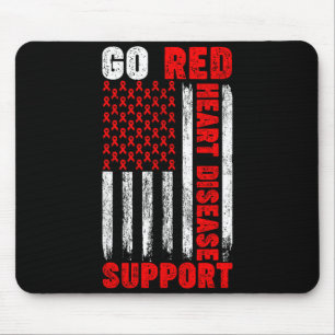 Go Red Heart Disease Awareness Support Usa Flag Re Mouse Mat