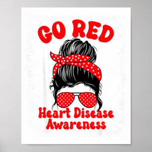 Go Red Heart Disease Awareness We Wear Red In Febr Poster