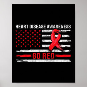 Go Red Heart Disease Support Flag - Heart Disease Poster