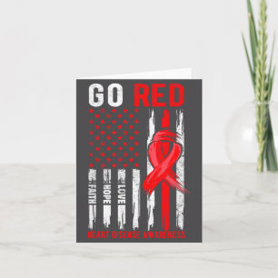 Go Red Heart Disease Suprt Flag - Heart Disease Aw Card