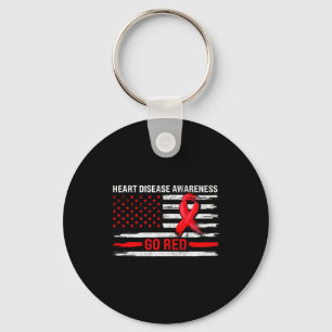 Go Red Heart Disease Suprt Flag - Heart Disease Aw Key Ring