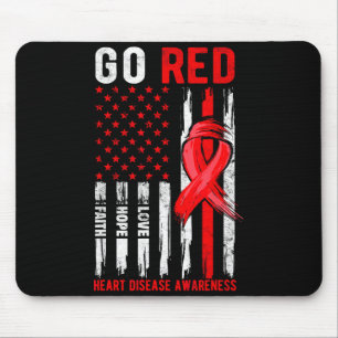 Go Red Heart Disease Suprt Flag - Heart Disease Aw Mouse Mat