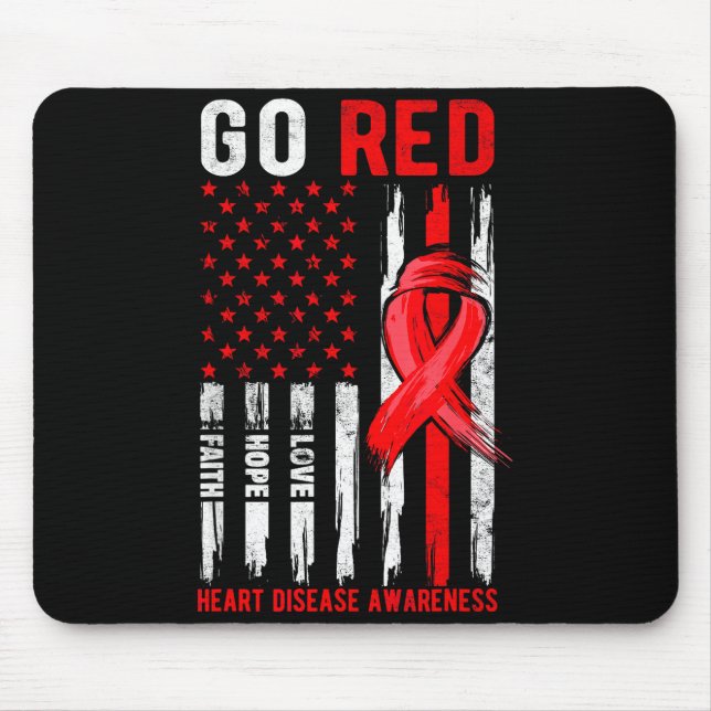 Go Red Heart Disease Suprt Flag - Heart Disease Aw Mouse Mat (Front)