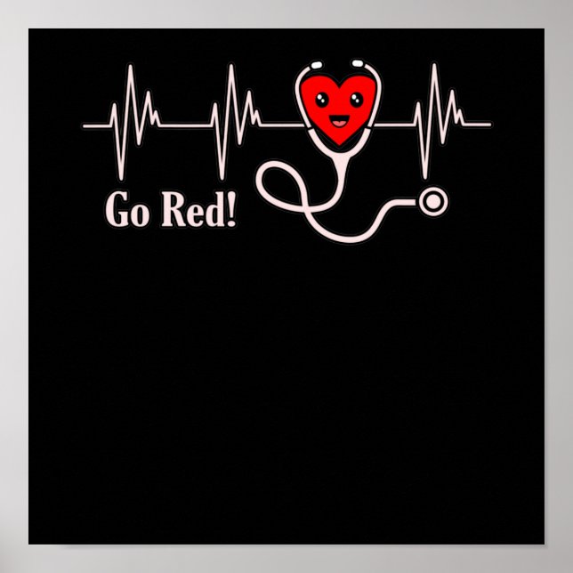 Go Red Heartbeat Heart Disease Awareness Survivor Poster (Front)