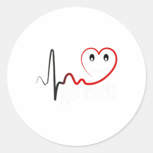 Go Red Heartbeat Heart Disease Survivor Awareness Classic Round Sticker