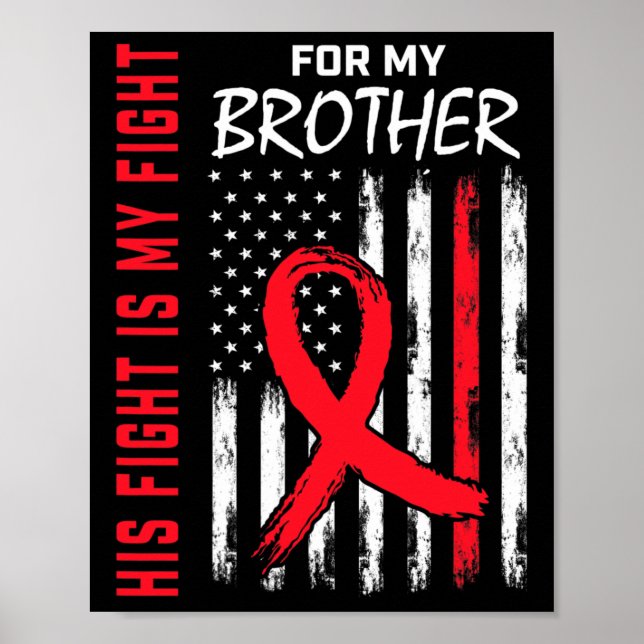 Go Red His Fight Brother Heart Disease Awareness F Poster (Front)