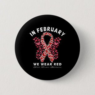 Go Red In February Heart Disease Awareness Health 6 Cm Round Badge