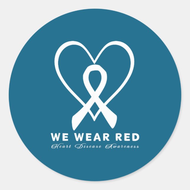 Go Red In February Heart Disease Awareness Health  Classic Round Sticker (Front)