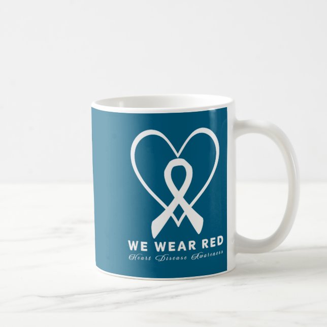 Go Red In February Heart Disease Awareness Health  Coffee Mug (Right)