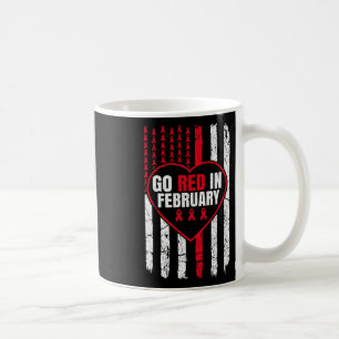 Go Red In February Tee Heart Disease Awareness Ame Coffee Mug
