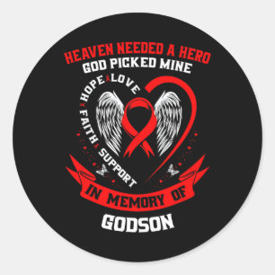 Go Red In Memory Of My Godson Heart Disease Awaren Classic Round Sticker